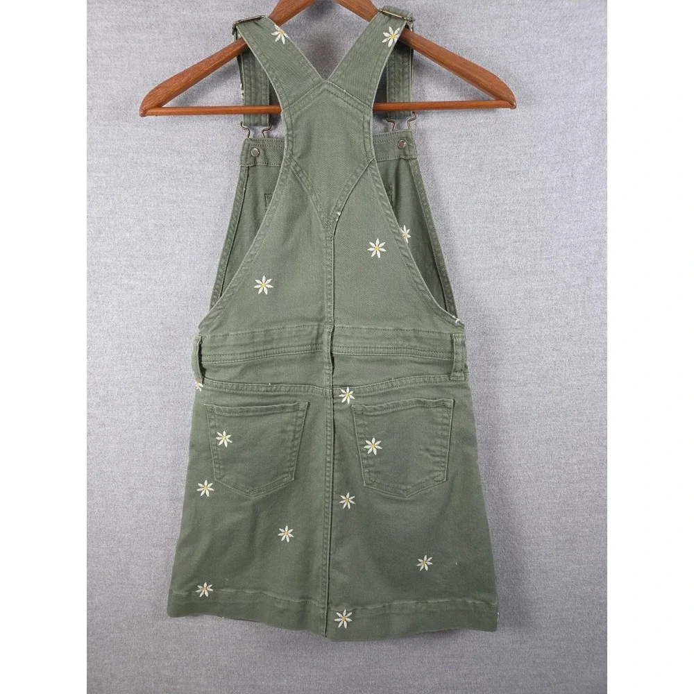 Gap Kids Girls L 10-11 Overall Dress Desert Cactus Embroidered Daisies Boho